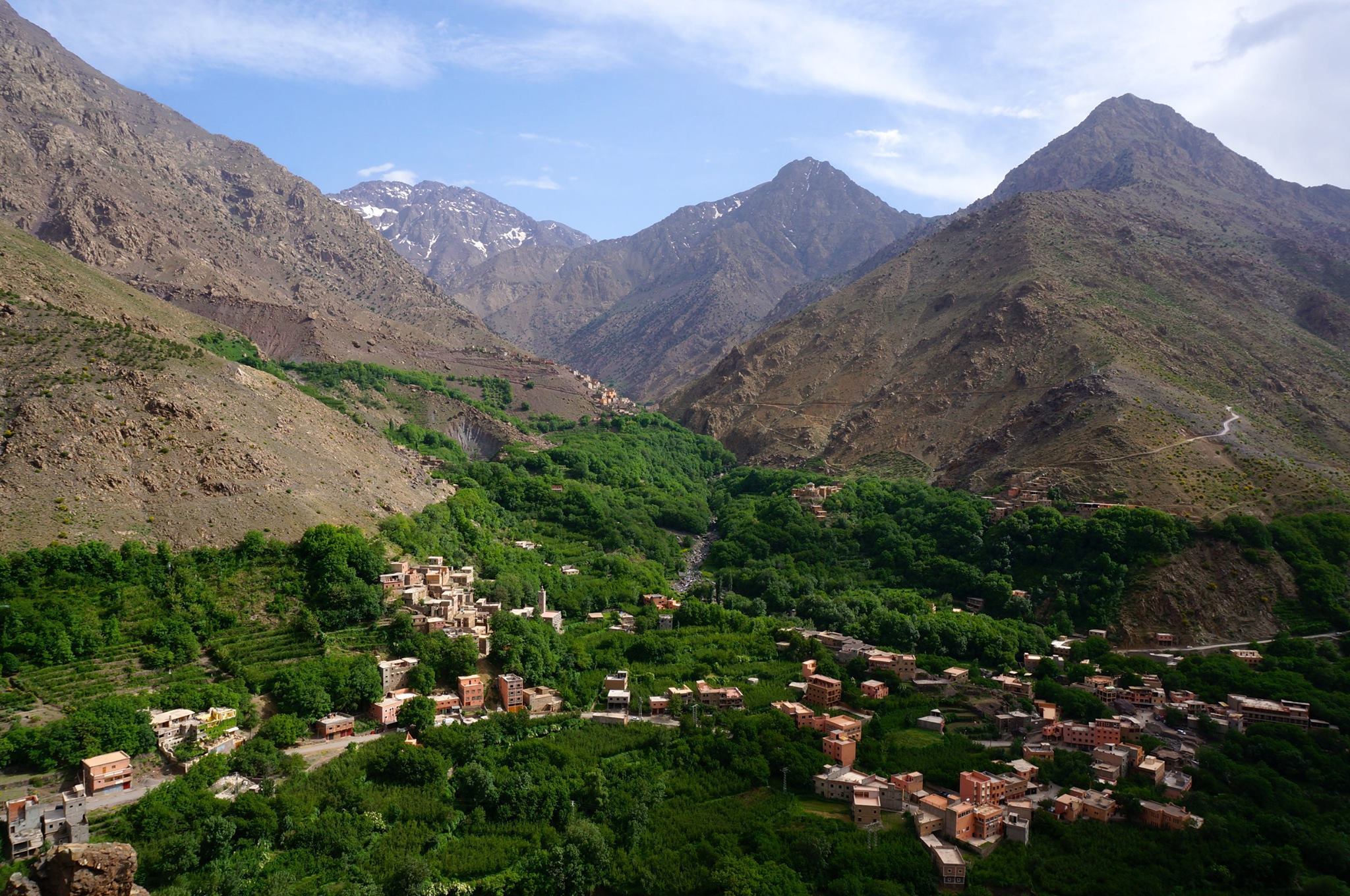 Atlas Mountains landscape with traditional Berber village